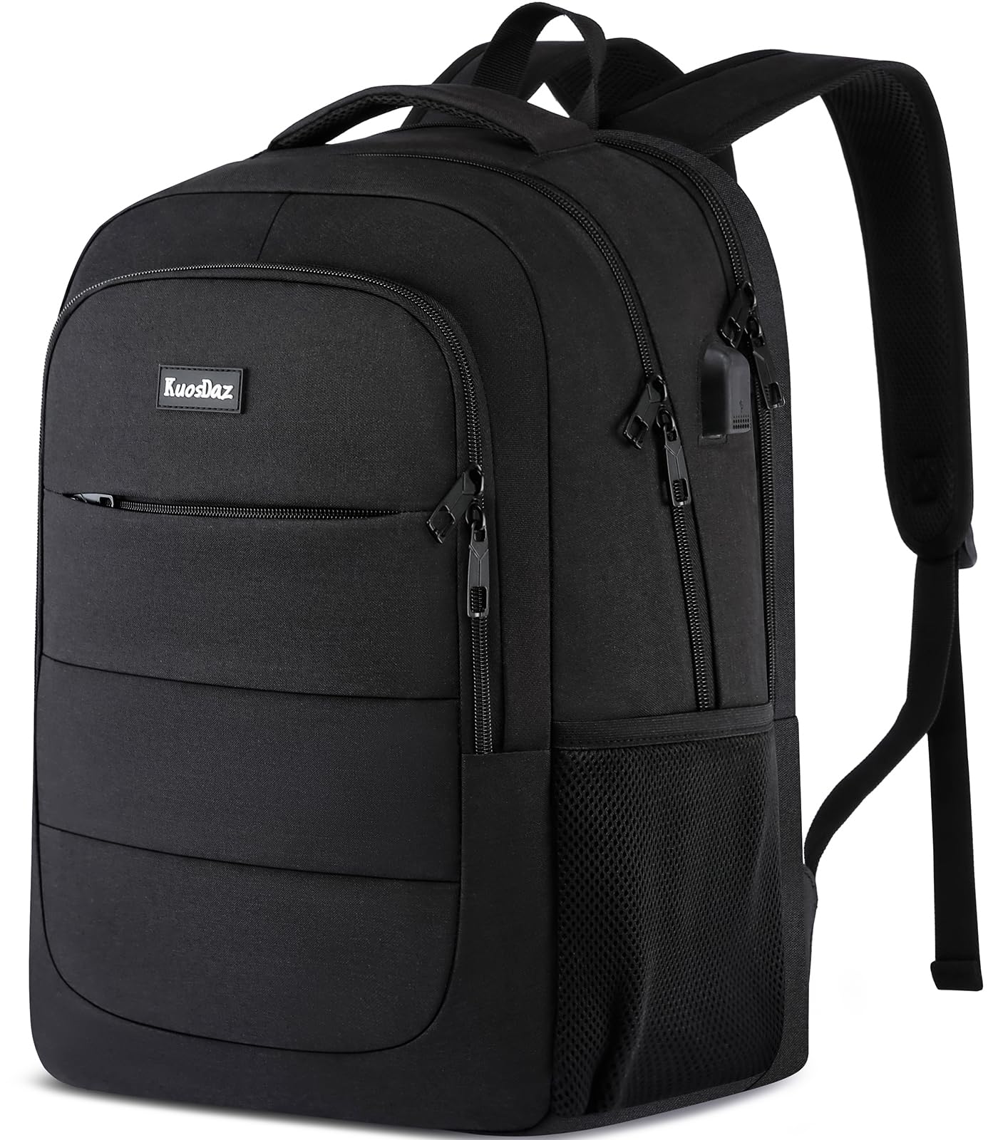 Men's & Women's Backpack with USB Charger - 15.6 Inch Laptop Bookbag for College, High School, Work & Travel - Durable School Backpack for Teens, Boys & Girls (Black) - Perfect for Daily Commute, Business Trips & Outdoor Adventures