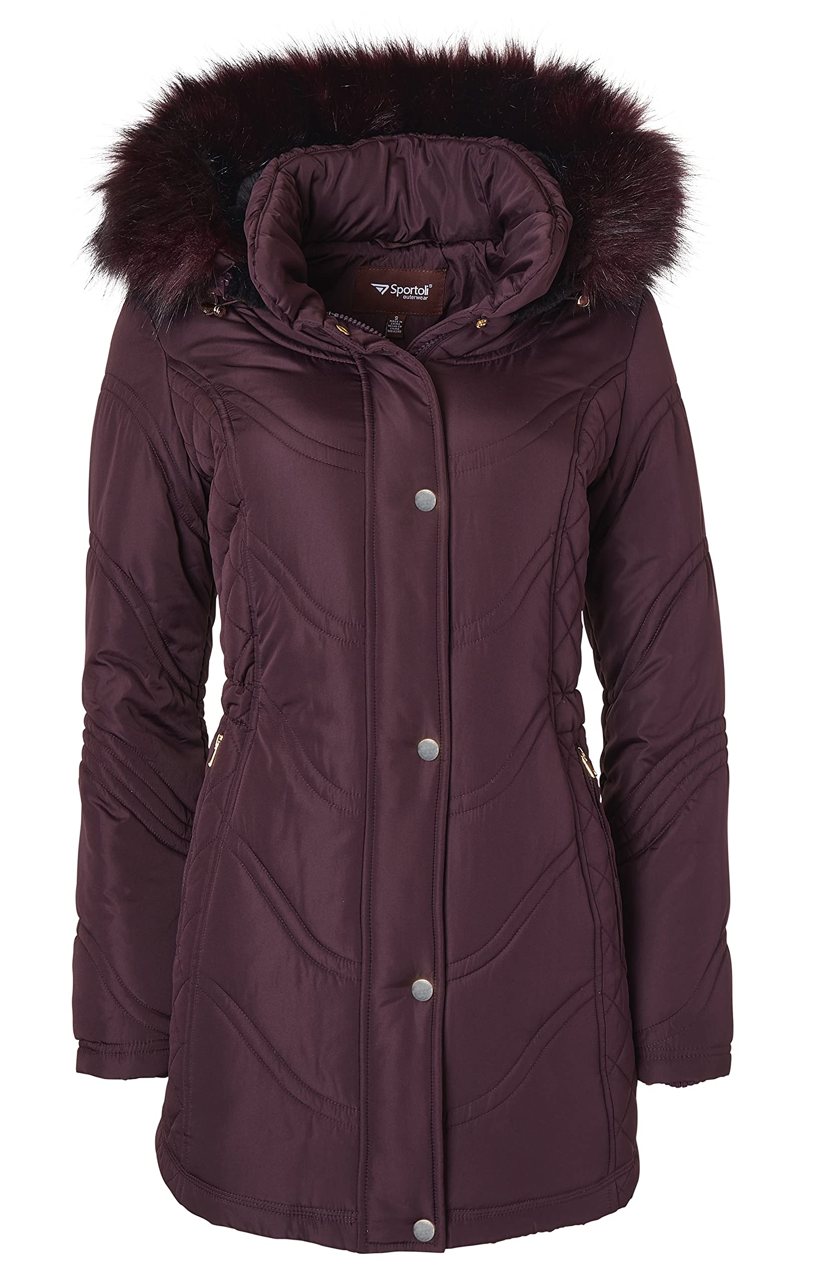 Women's Quilted Down Alternative Long Winter Coat with Fur Trim Hood - Warm & Stylish Outerwear for Cold Weather, Snow & Outdoor Activities