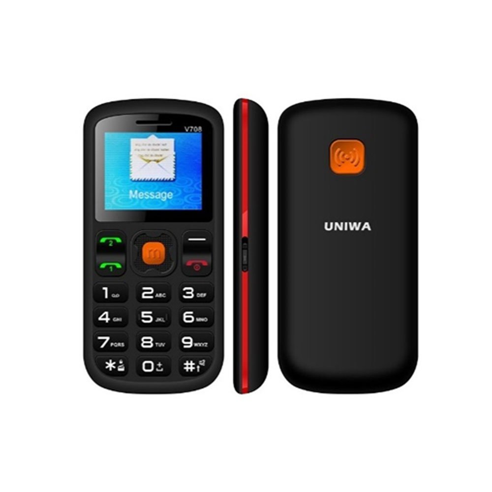 Uniwa V708 Big Button Senior Phone for Elderly - SOS Emergency Mobile with Bluetooth, Dual SIM & FM Radio - Easy-to-Use Unlocked Cell Phone for Seniors | Perfect for Home Safety, Outdoor Activities & Emergency Situations