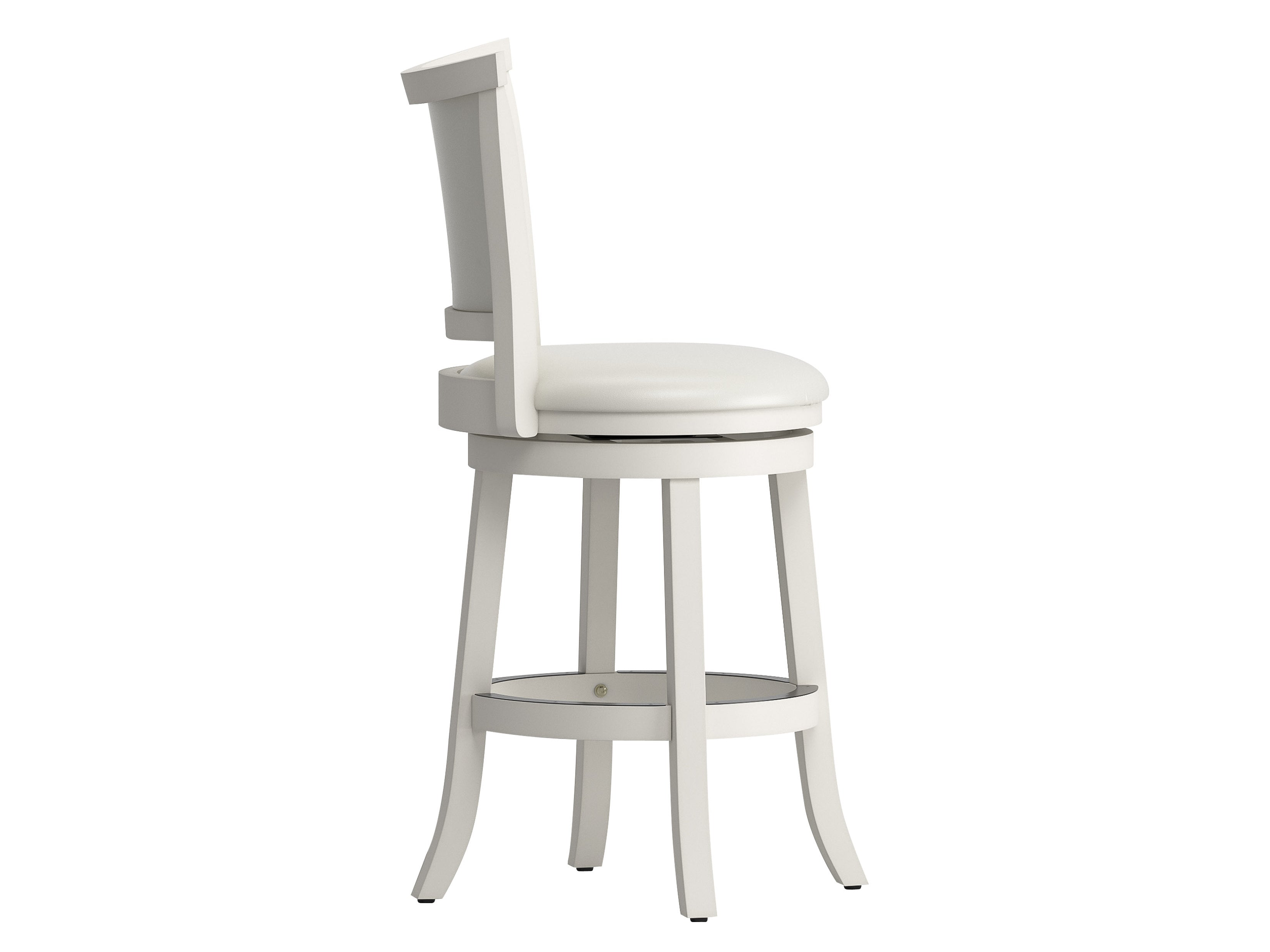 Modern White Counter Height Bar Stools Set of 2 - Adjustable Swivel Kitchen Island Stools with Padded Seats for Dining Room, Breakfast Nook & Home Bar Decor