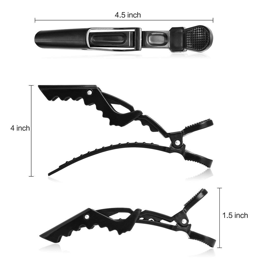 DEXO Professional Hair Sectioning Clips - 12-Pack Crocodile Black Plastic Hair Clips for Women, Styling & Hairdressing - Perfect for Salons, Home Use, and DIY Hairstyles