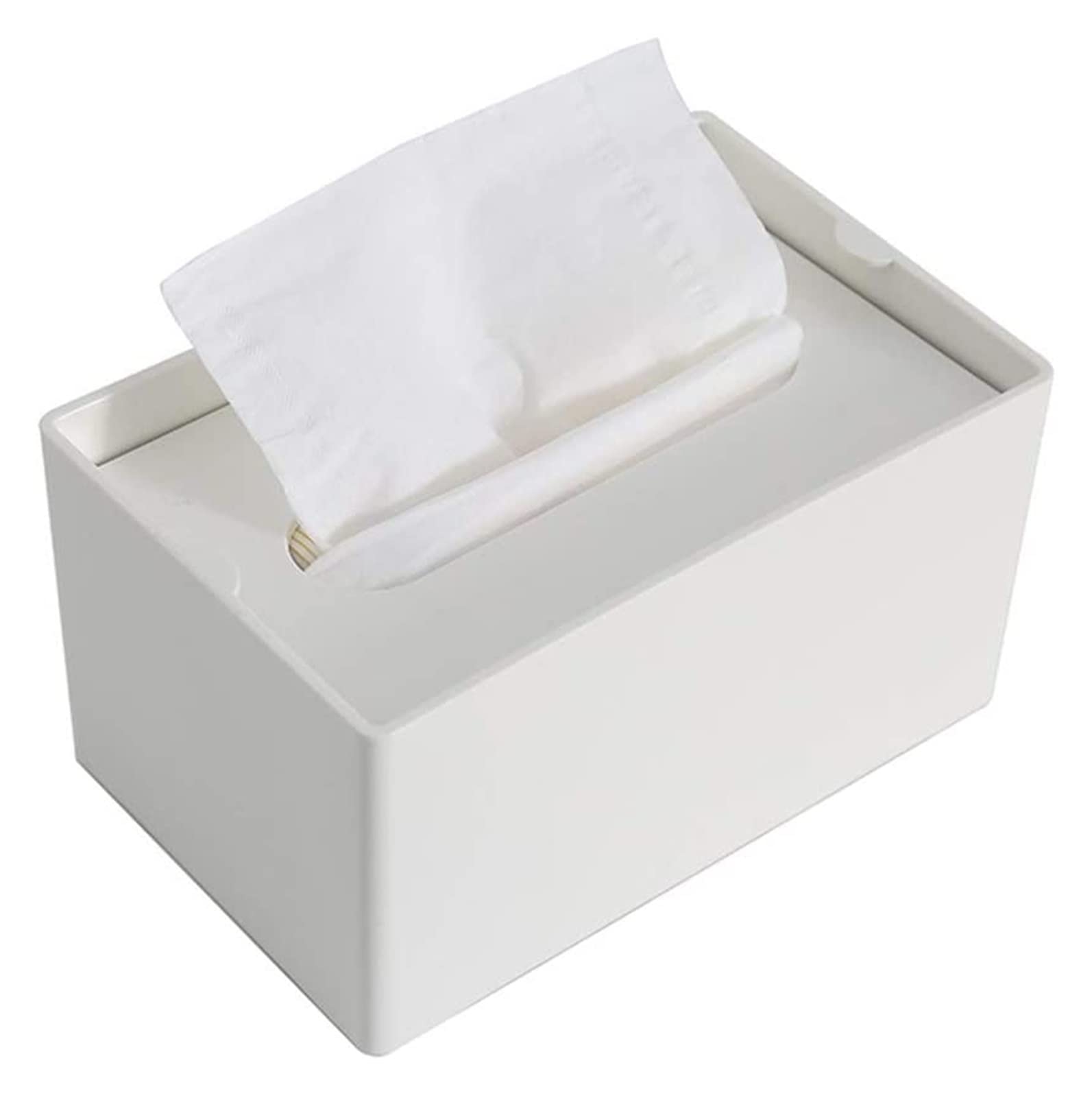LumeCube White Plastic Tissue Box Cover - Stylish Desktop & Sink Holder for Living Room, Office, Bathroom | Home Decor & Organization Accessory for Paper Storage | Perfect for Home, Office, and Commercial Spaces