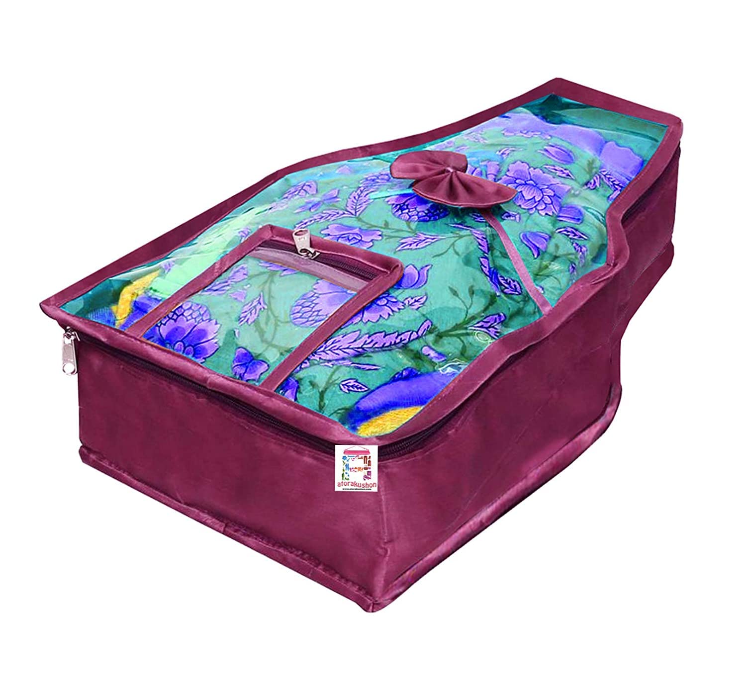 2-Piece Satin Blouse Storage Bags with Clear Window - Wardrobe Clothes Organizer for Travel & Home (Purple) | Garment Protector for Dresses, Shirts & Delicate Clothing