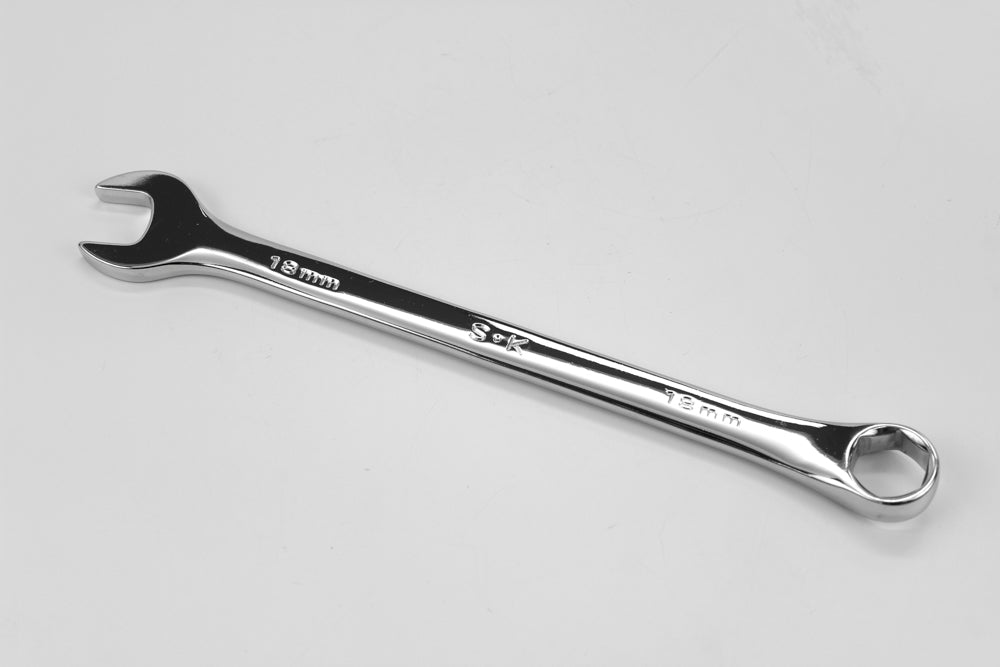 18mm 6-Point Metric Long Combination Chrome Wrench - Professional Grade Tool for Automotive Repair, Plumbing & DIY Projects
