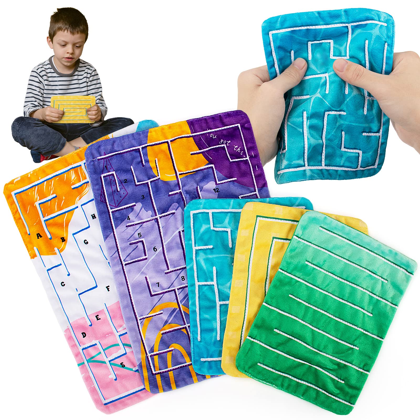 5 Pcs Marble Maze Mat Sensory Fidget Toys for Stress Relief & Anxiety - Calming Tactile Sensory Toys for Kids, Adults & Teens with Autism - Perfect for School, Classroom & Home Use (2 Sizes Available)