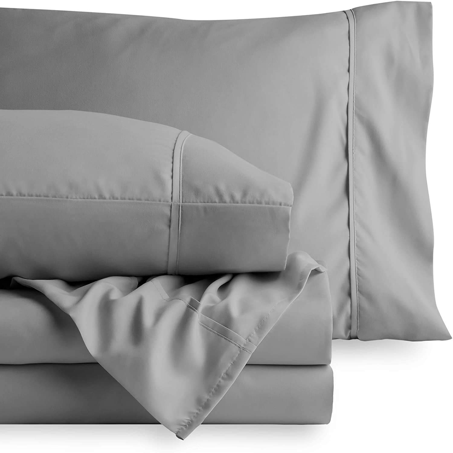 Premium 100% Egyptian Cotton Sheet Set - 4 Piece 800 Thread Count Luxury Bed Sheets for Olympic Queen Size Bed | Soft, Breathable & Durable | Perfect for Master Bedroom, Guest Room & Hotel Use (Light Grey)