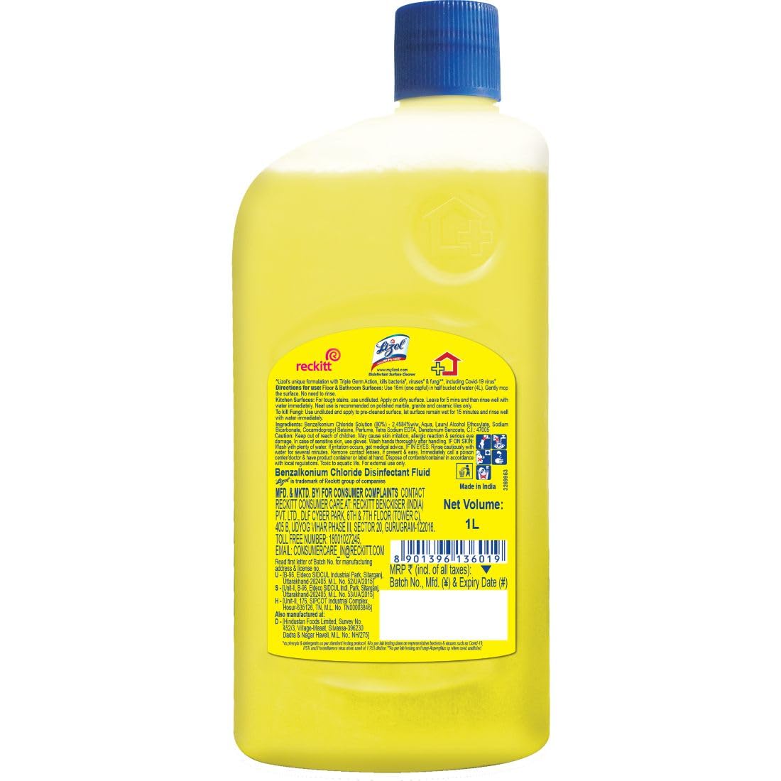 Lizol Disinfectant Surface & Floor Cleaner Liquid, Citrus Scent - 625ml (Pack of 2) | Lizol Kitchen Cleaner Spray - 450ml | Kills 99.9% Germs | Ideal for Home, Kitchen, Bathroom & Office Cleaning