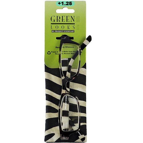 Green Tortoise & Zebra Stripe Reading Glasses +1.25 Strength (2 Pairs with Cases) - Stylish Readers for Women & Men, Perfect for Reading Books, Using Phones & Computer Work