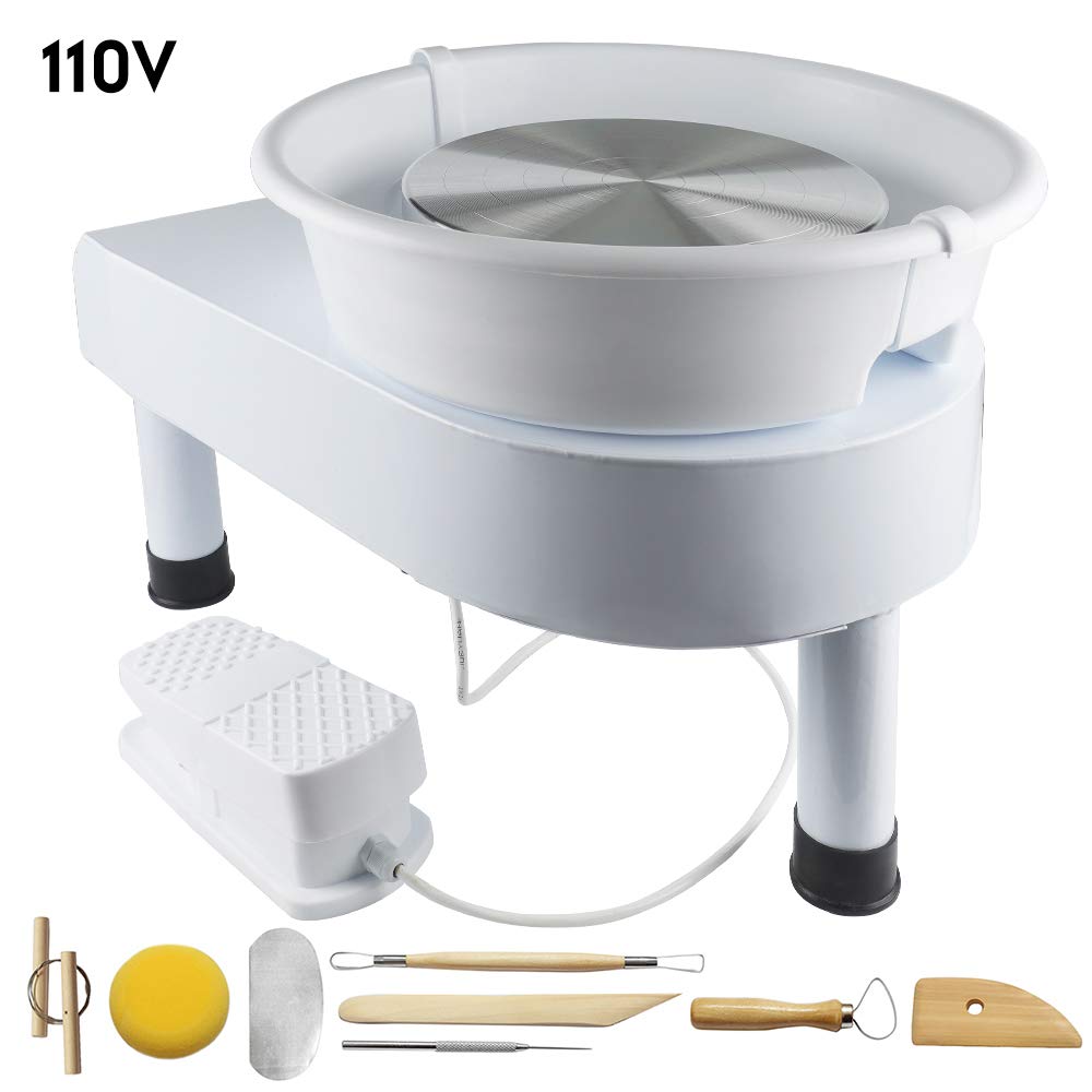 Electric Pottery Wheel Machine 350W - Heavy Duty Ceramic Potters Wheel with Foot Pedal & 10 Clay Shaping Tools - Perfect for Beginners, DIY Art Projects, Home Studio & Classroom Ceramic Making