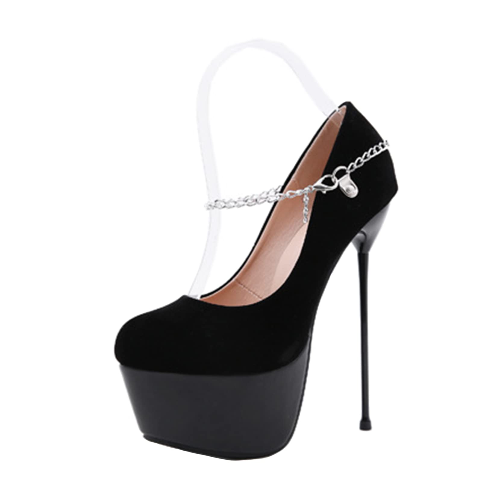 Elegant Women's 6.5 Inch Stiletto Heels - Black Round Toe Slip On Court Shoes for Wedding, Party & Pole Dancing | Comfortable High Heel Pumps for Ladies (Size 6) - Perfect for Evening Events, Night Out & Special Occasions