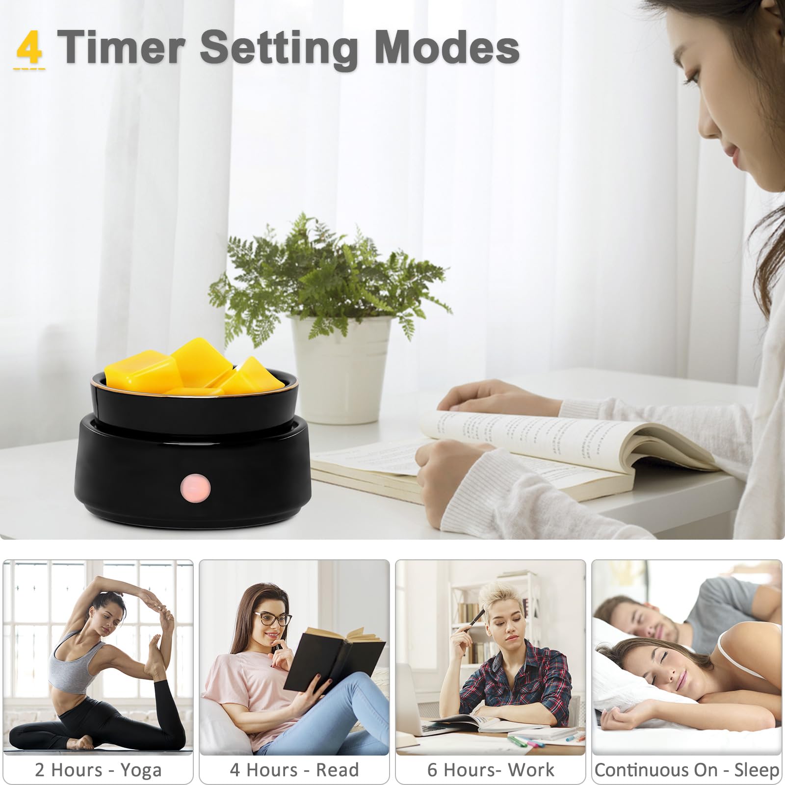 Ceramic Electric Wax Warmer with Timer & Auto Shut-Off - Adjustable Fragrance Intensity for Scented Wax Melts, Essential Oils - Perfect for Home, Office Decor & Gift Giving - Aromatherapy Candle Wax Melter for Relaxation & Stress Relief