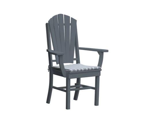 A&L Furniture Adirondack Dining Chair with Arms - Outdoor Patio, Garden, Poolside & Backyard Relaxation - Weather-Resistant Wood Dining Chairs for Comfortable Seating