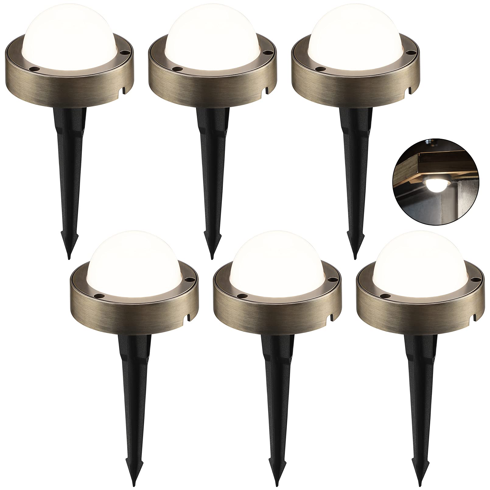 LEONLITE LED Well Lights Low Voltage Outdoor, 12V-24V Landscape Path Light, UL Listed, 360lm, IP65 Waterproof In-Ground Lights, Aluminum, 4000K Cool White, Cast-Aluminum, Pack of 6 - Perfect for Garden, Walkway, Driveway, and Patio Lighting