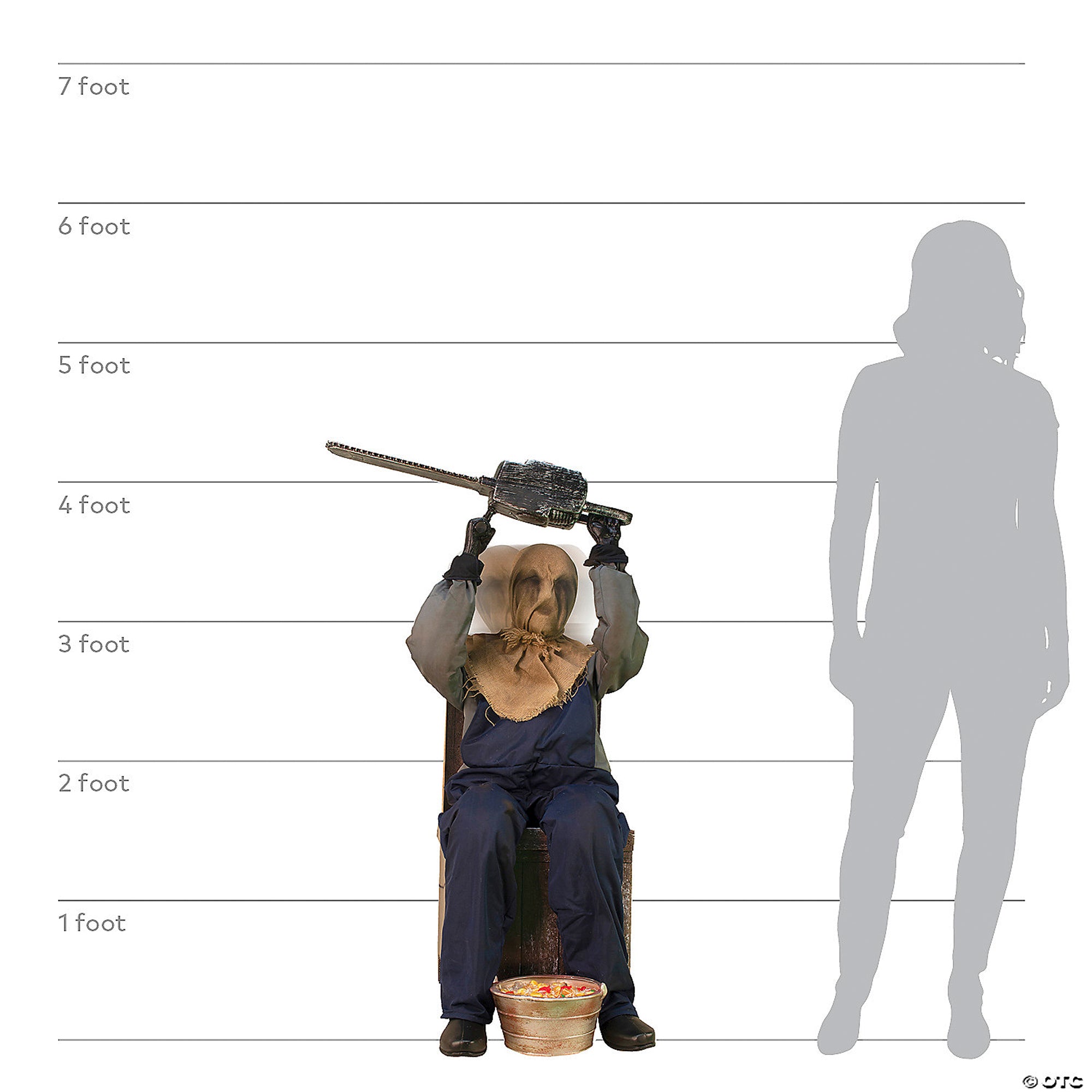 45-Inch Animated Seated Chainsaw Greeter - Lifelike Halloween Decoration for Porch, Yard & Party Scenes (1 Count)