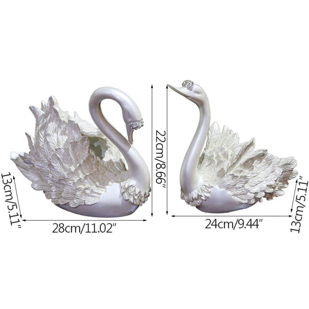 Elegant Resin Swan Sculpture Set - Pearl White Animal Figurines for Home Decor, Living Room Display & Unique Gift Idea | Perfect for Wedding Centerpieces, Garden Ornaments & Housewarming Presents
