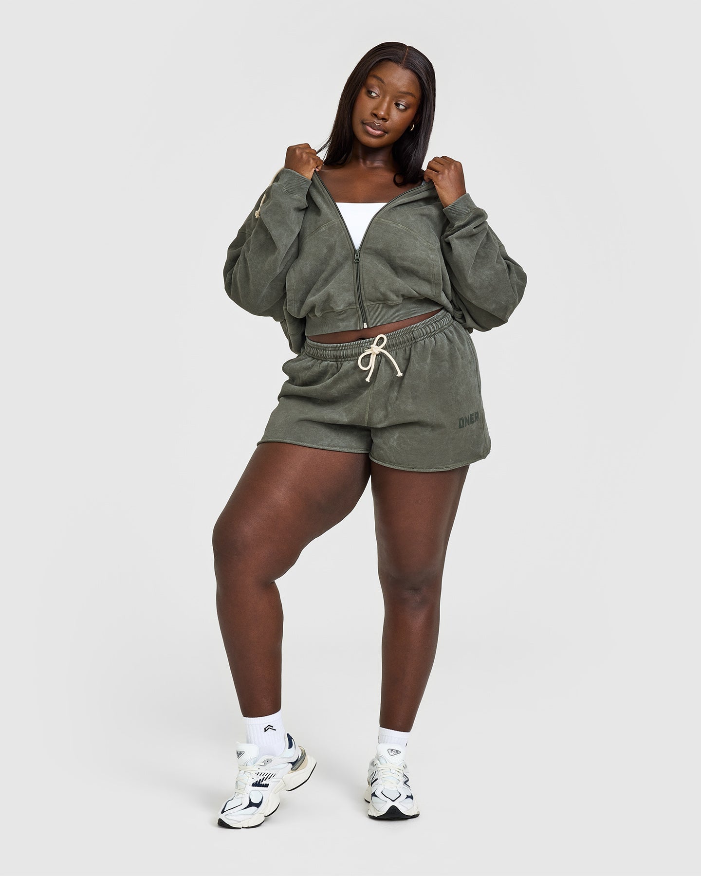 Raw Lounge Oversized Zip Hoodie for Men & Women - Soft Washed Dark Khaki Pullover | Cozy Casual Wear for Home, Gym & Street Fashion
