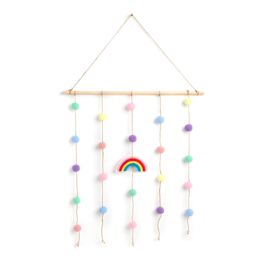 QUQUTWO Handmade Wooden Rainbow Wall Hanging Decor - Colorful Nursery Art for Kids Bedroom, Playroom & Classroom Decorations - Perfect for Baby Shower Gifts & Children's Room Aesthetic