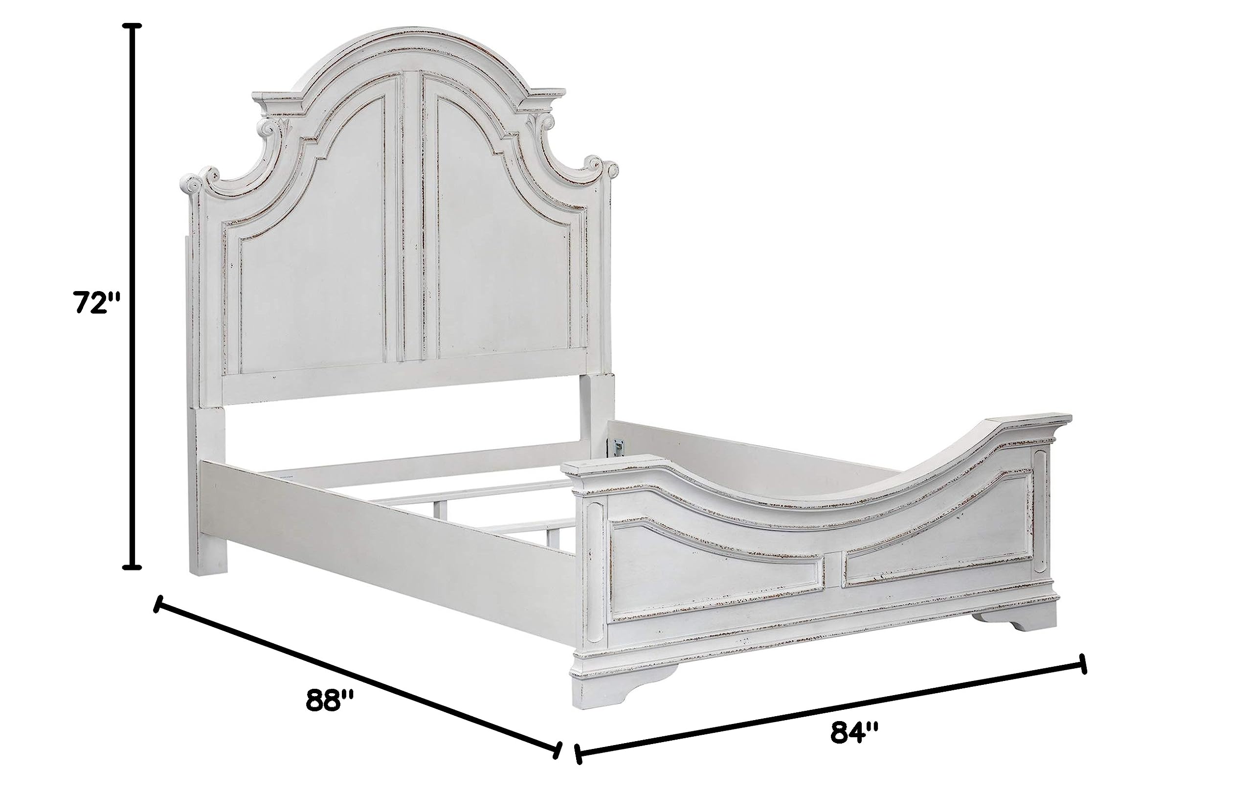Liberty Furniture Magnolia Manor King Size Panel Bed - Antique White Finish | Elegant Bedroom Furniture for Master Suite & Guest Room