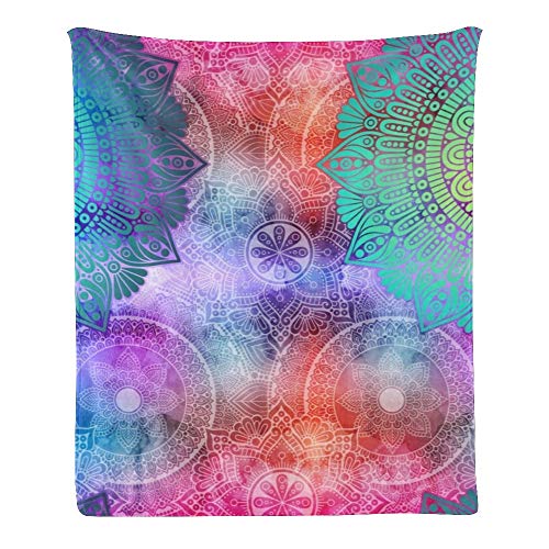 Custom Kids Fleece Blanket - Personalized Colorful Lotus Mandalas Vintage Design - 30 x 40 Inch Soft Baby Throw Blanket for Bed, Nursery, Couch & Travel - Perfect Gift for Boys & Girls