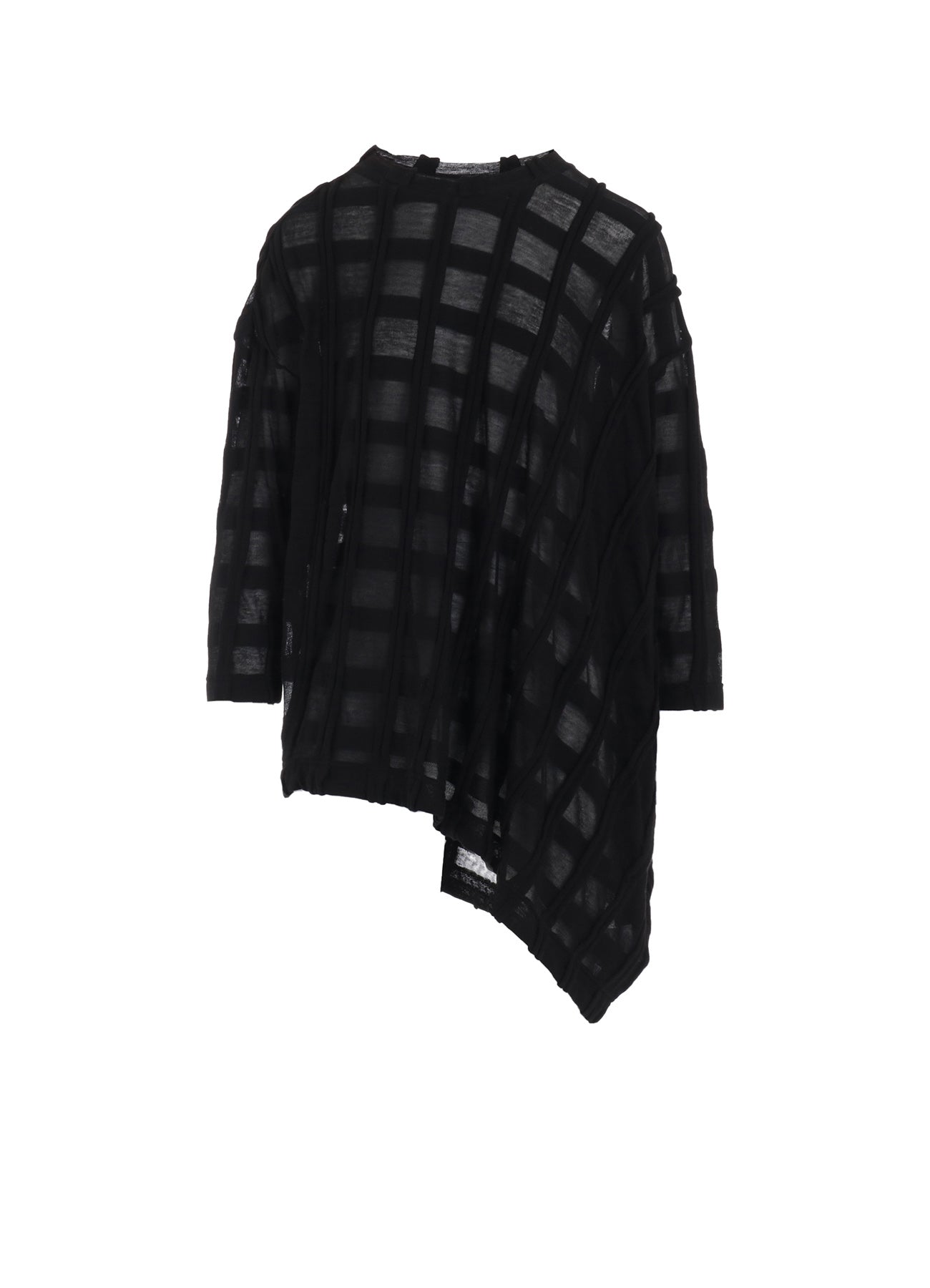 Elegant Check Cut Jacquard Asymmetric Drape Top - Stylish Women's Fashion Blouse for Casual Outings, Office Wear & Evening Events