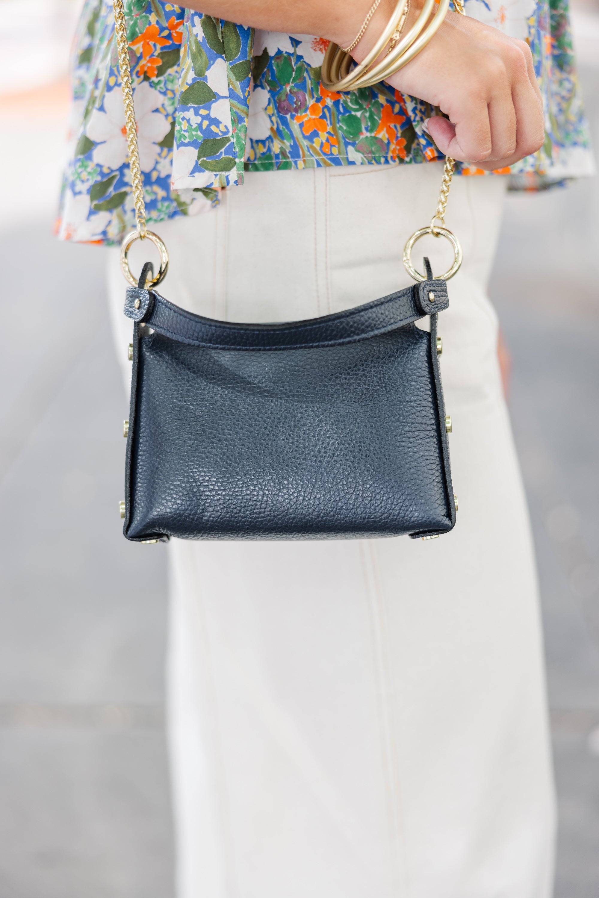 German Fuentes Navy Leather Purse for Women - Stylish Handbag with Adjustable Strap - Perfect for Work, Travel & Everyday Use