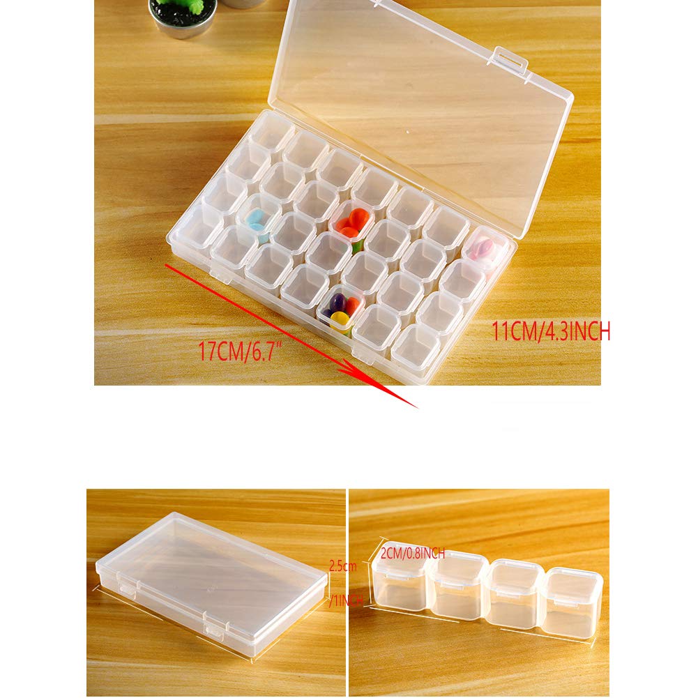 Chiloskit 28-Slot Adjustable Plastic Storage Organizer Box - Jewelry, Beads, Pills, Candy, Fishing Tackle & Letter Board Letters - Clear Compartment Box with Dividers | Perfect for Home, Office & Travel Organization