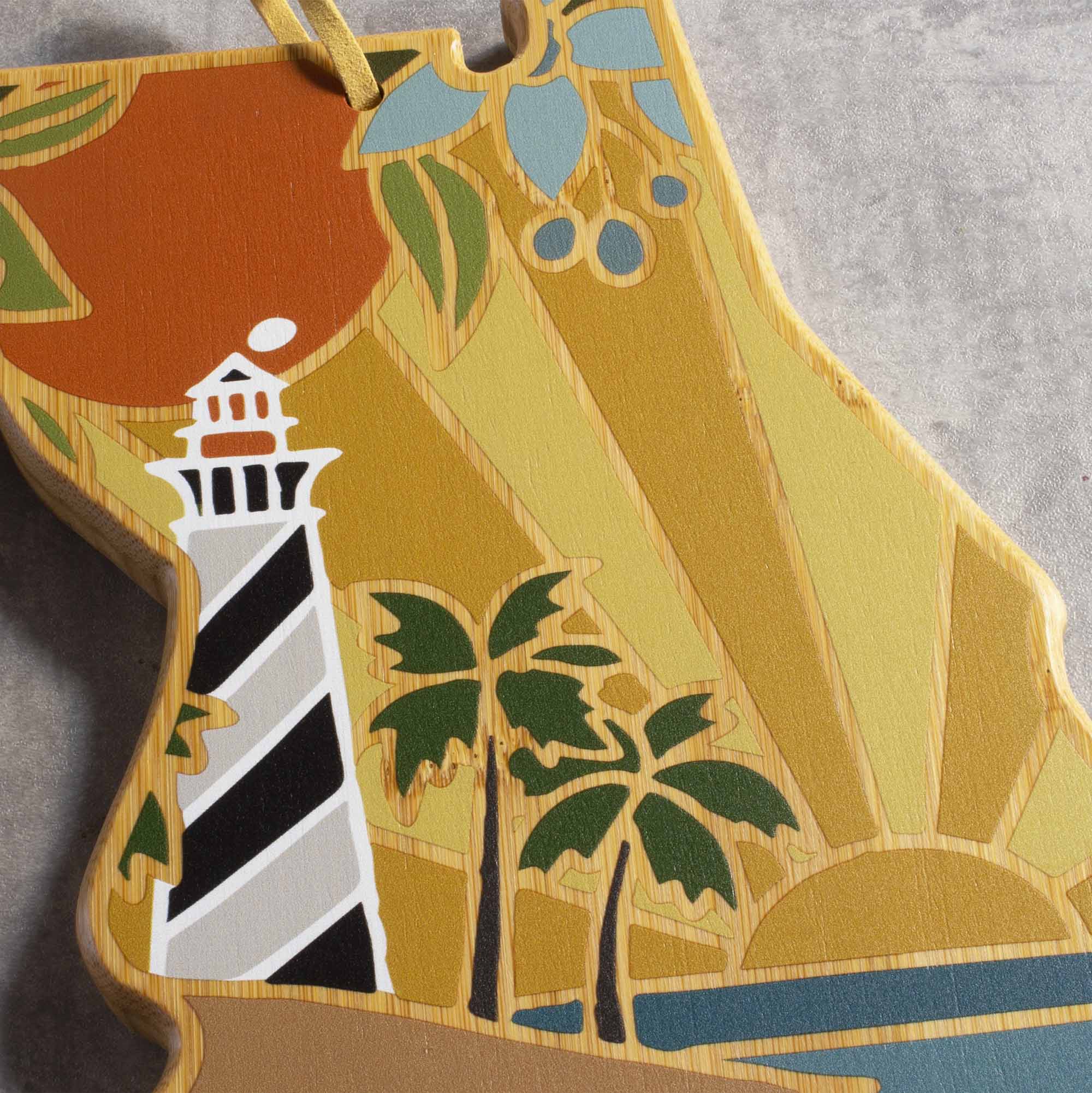 Florida Handcrafted Wooden Cutting Board with Summer Stokes Artwork - Perfect for Kitchen Prep, Charcuterie Boards & Home Decor Gifts