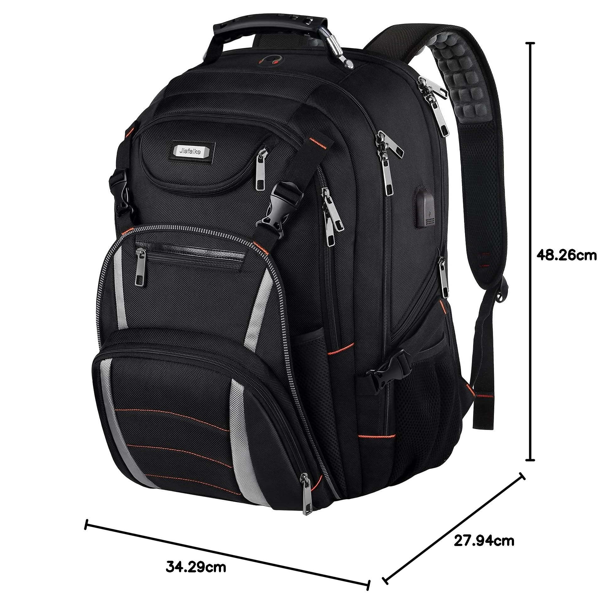 Extra Large Travel Laptop Backpack for Men & Women - USB Charging Port, RFID Anti-Theft & TSA Approved - Waterproof College Bookbag Fits 17 Inch Notebook - Perfect for Business Trips, Campus Use & Basketball Games