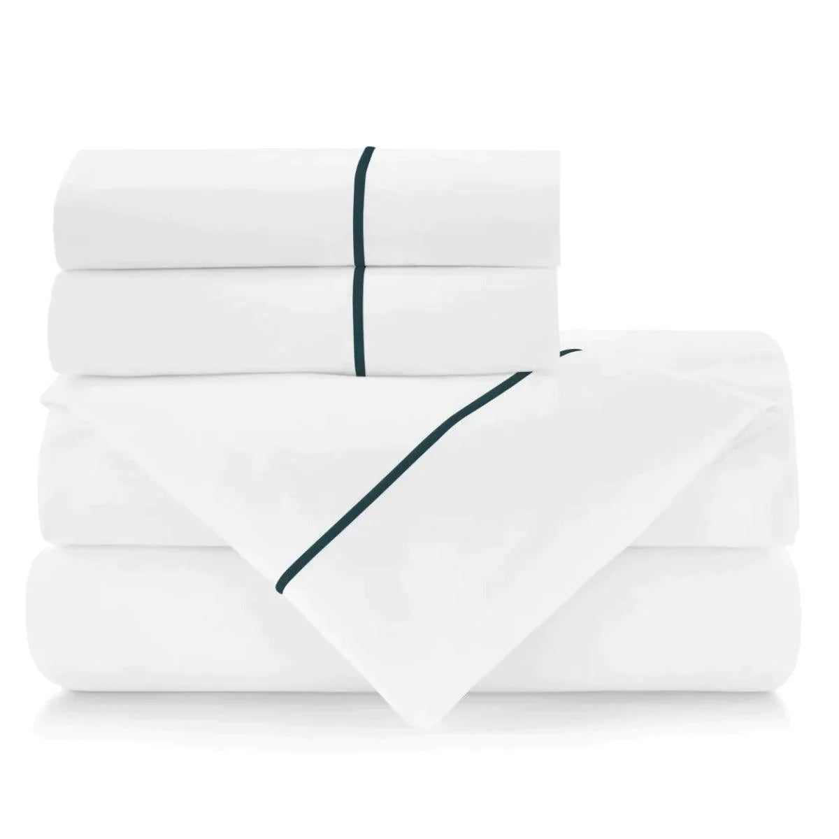 Luxury Embroidered Percale Cotton Sheet Set - 100% Breathable & Soft Bedding for Master Bedroom, Guest Room & Hotel Use