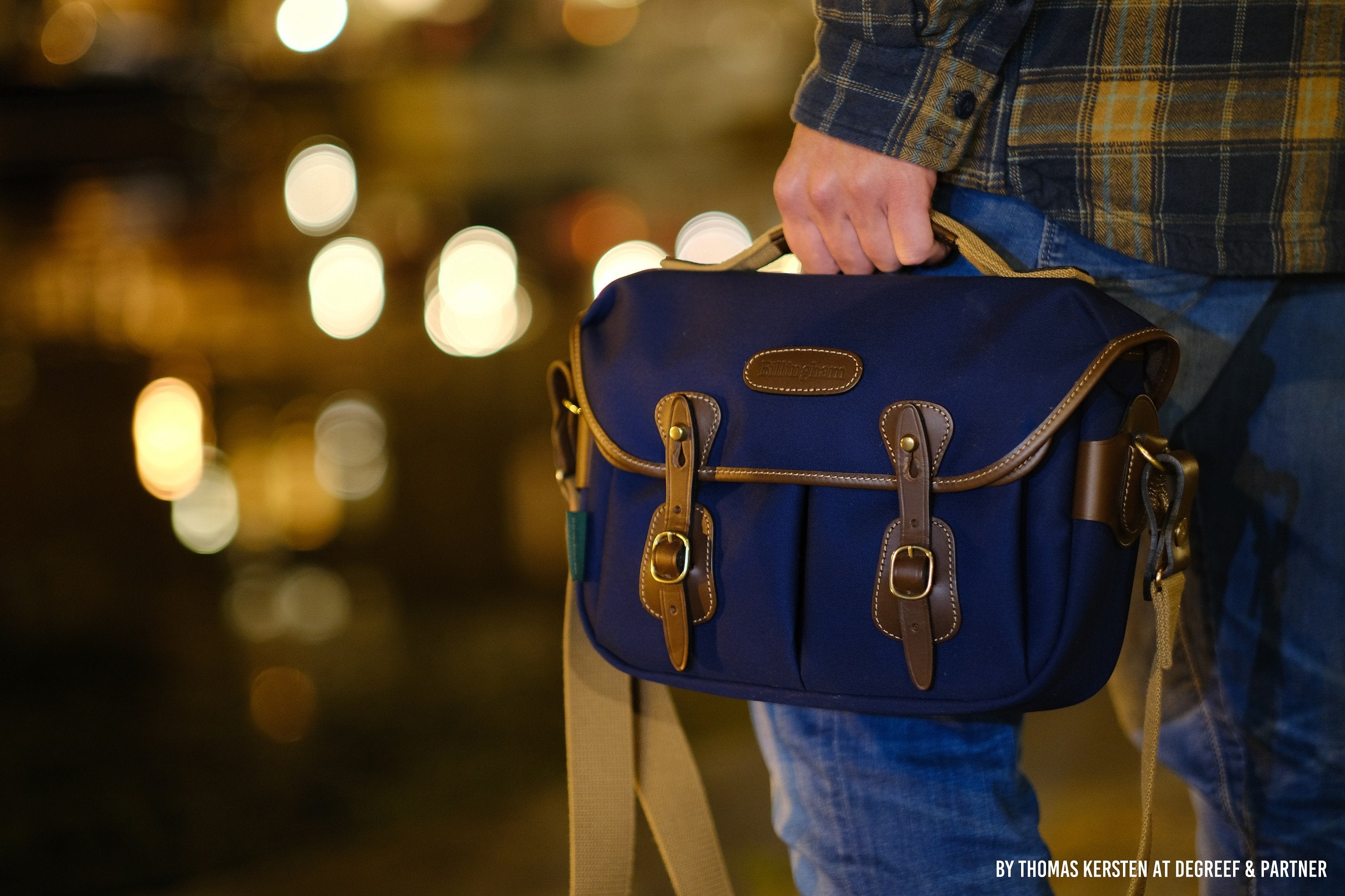 Billingham Hadley Pro Small Camera Bag - Navy Canvas Waterproof DSLR Shoulder Bag for Travel & Photography