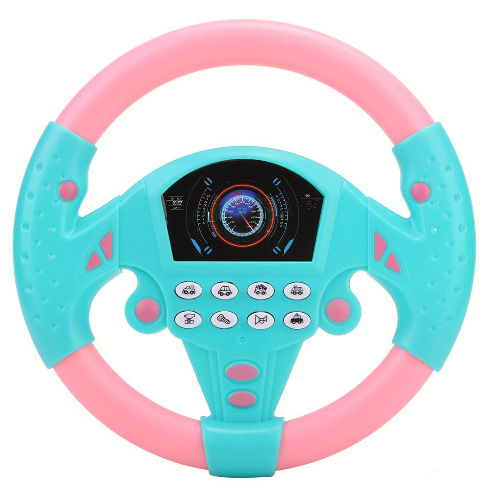 Ejoyous Baby Steering Wheel Toy - Interactive Simulated Driving Controller for Toddlers & Kids, Portable Educational Game with Music & Sounds - Perfect Gift for Boys & Girls (Pink & Blue) - Great for Car Rides, Pretend Play & Early Learning Development