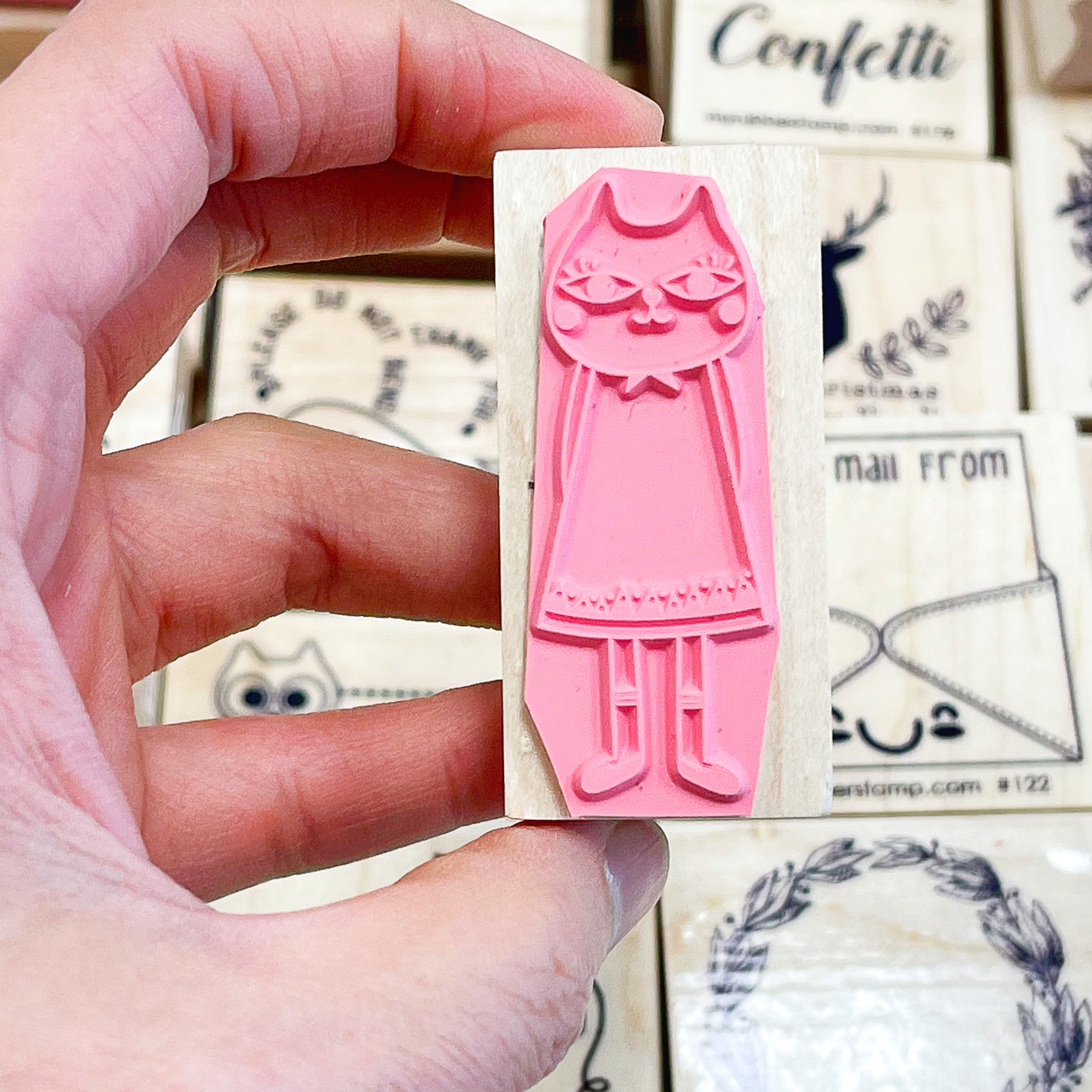 Cat Lady Rubber Stamp - Fun & Unique Handmade Stamps for DIY Crafts, Scrapbooking & Card Making | Perfect for Cat Lovers & Stationery Enthusiasts