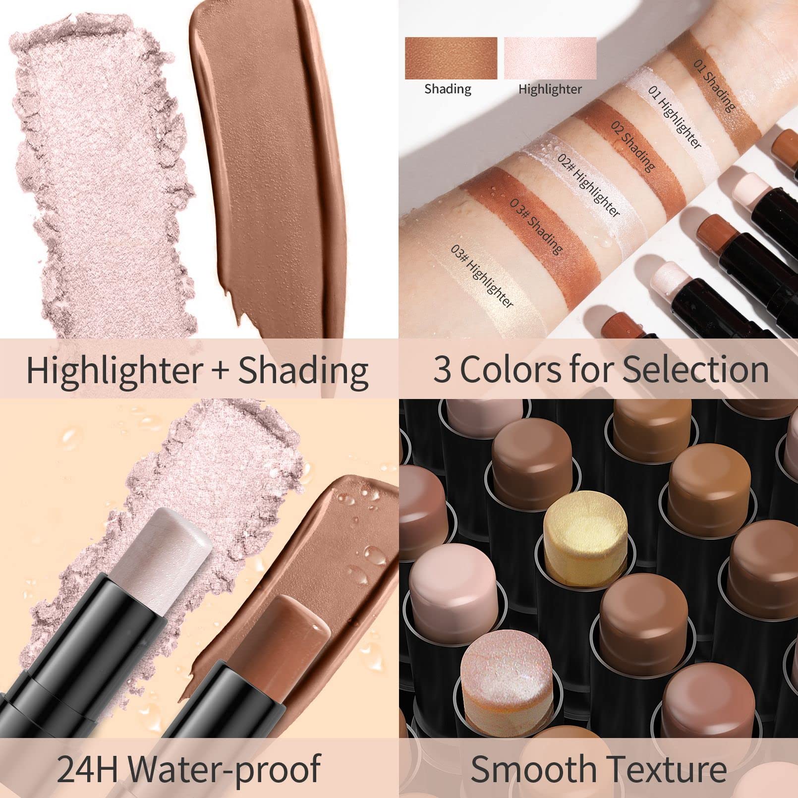 OCHILIMA 2 in 1 Contour Stick Foundation & Concealer - Creamy Highlighter, Bronzer & Shimmer Makeup Pen for Face Brightening & Contouring - Ideal for Everyday Makeup & Professional Beauty Looks - Shade 01