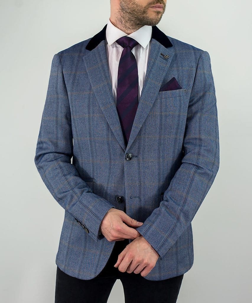 Connall Blue Sim Fit Tweed Style Jacket - Classic Women's Blazer for Office, Business & Formal Occasions