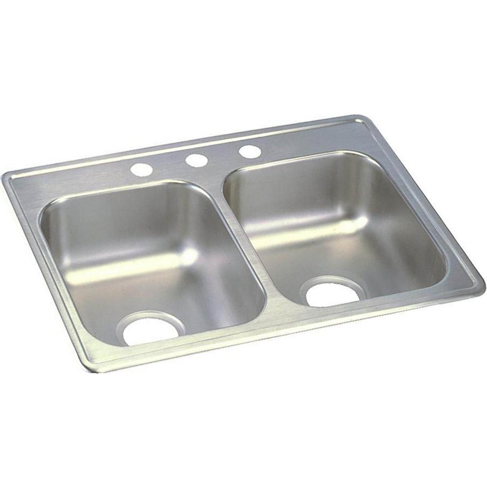 Elkay Dayton D225193 25x19x6.5 Inch Equal Double Bowl Top Mount Stainless Steel Kitchen Sink - Perfect for Modern Homes & Restaurant Prep Areas