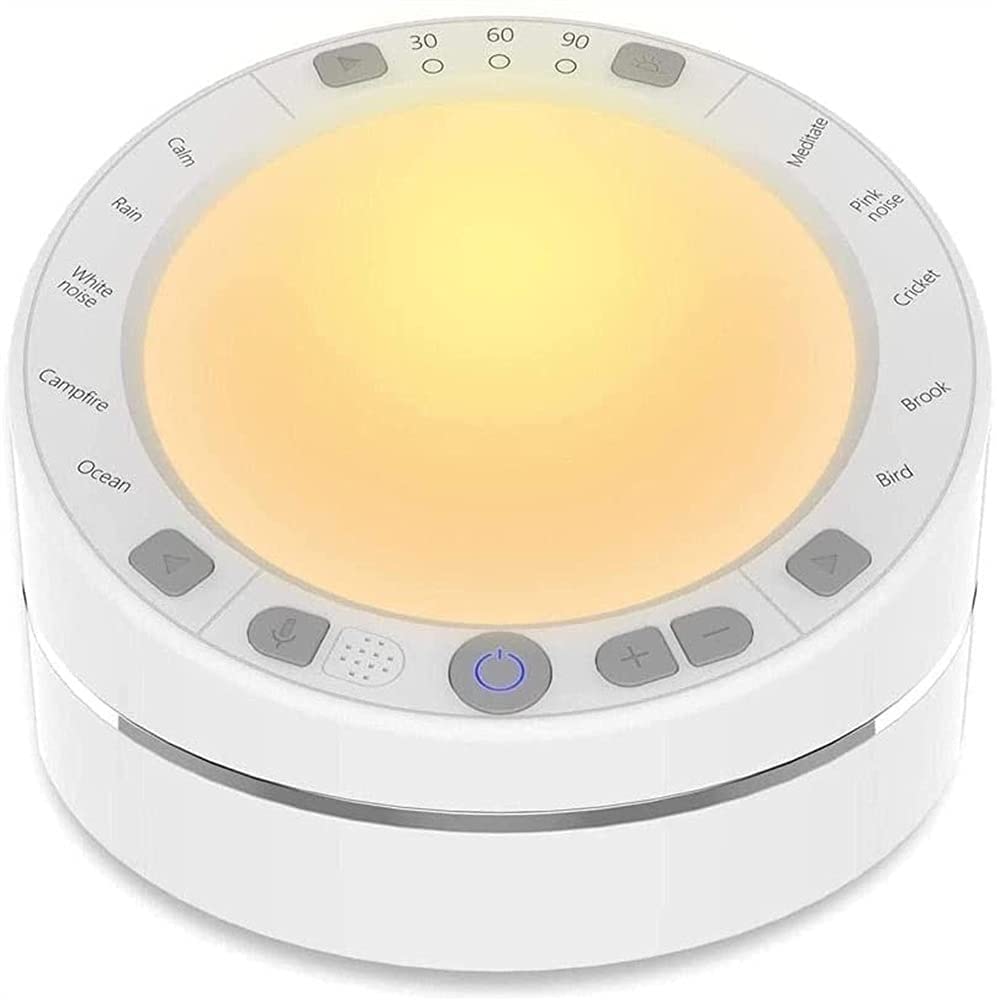 XUERUIGANG White Noise Machine for Sleeping - 10 Soothing Sounds, Night Light & Timer, Portable Sound Machine for Babies & Adults - Perfect for Home, Office, Travel & Meditation (White)