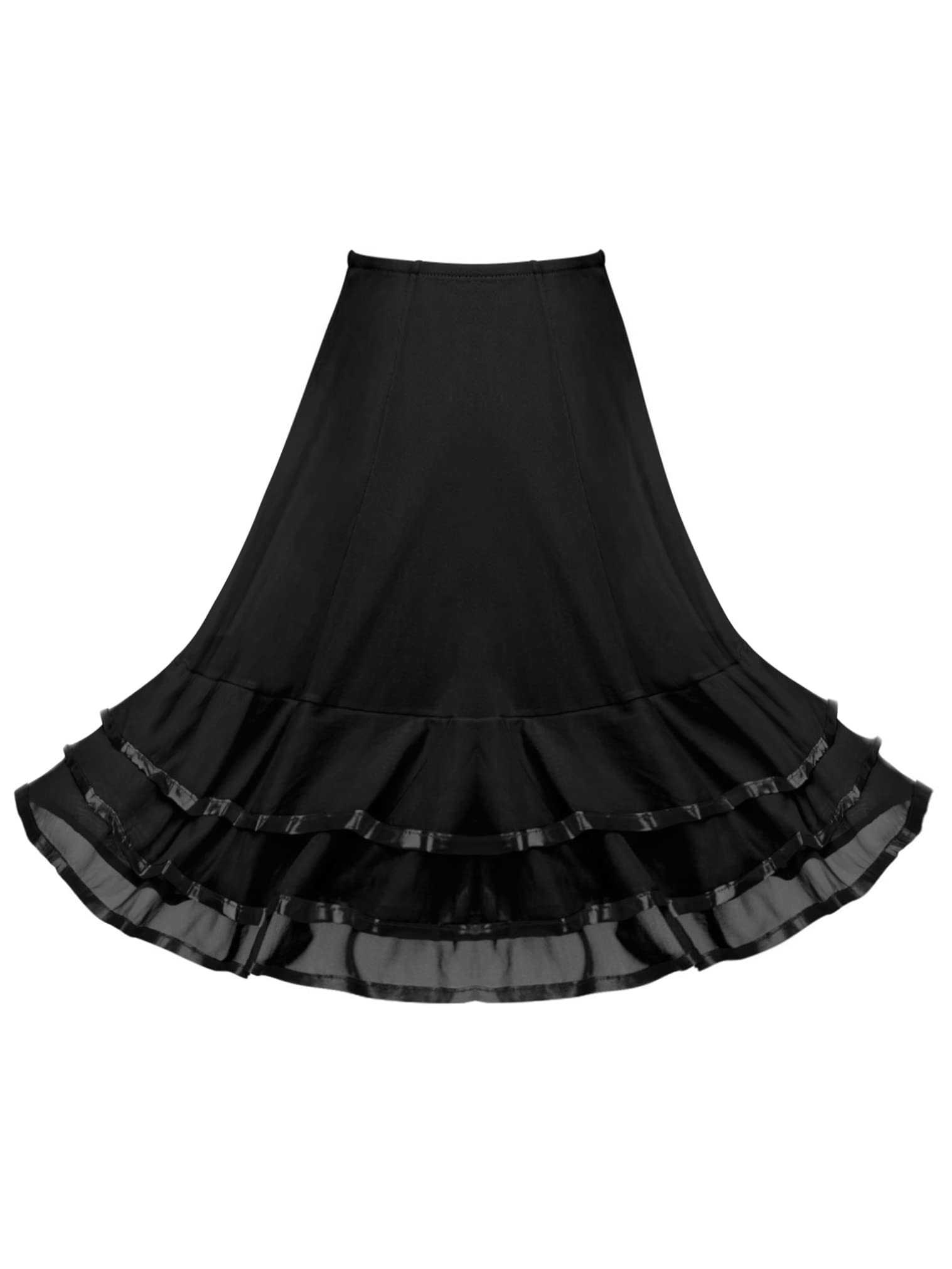 JEATHA Girls Chiffon Tiered Ruffle Maxi Skirt - A-Line Swing Skorts for Summer, Casual Wear & Latin Dance - Perfect for Tango, Ballet, and Playtime Outfits