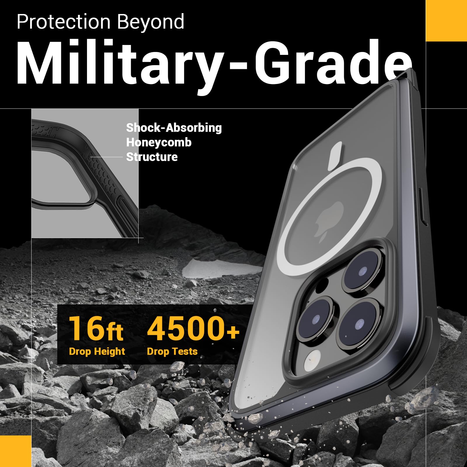 Premium Heavy Duty 16ft Drop Protection Phone 15 Pro Max Case with Adjustable Crossbody Strap - 6.7