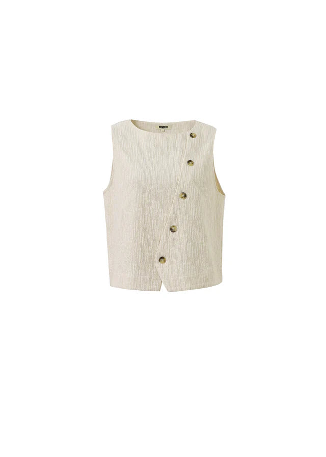 Pamphilia Women's Sleeveless Blouse - Soft Cream Summer Tank Top for Casual Wear, Beach Outfits & Layering