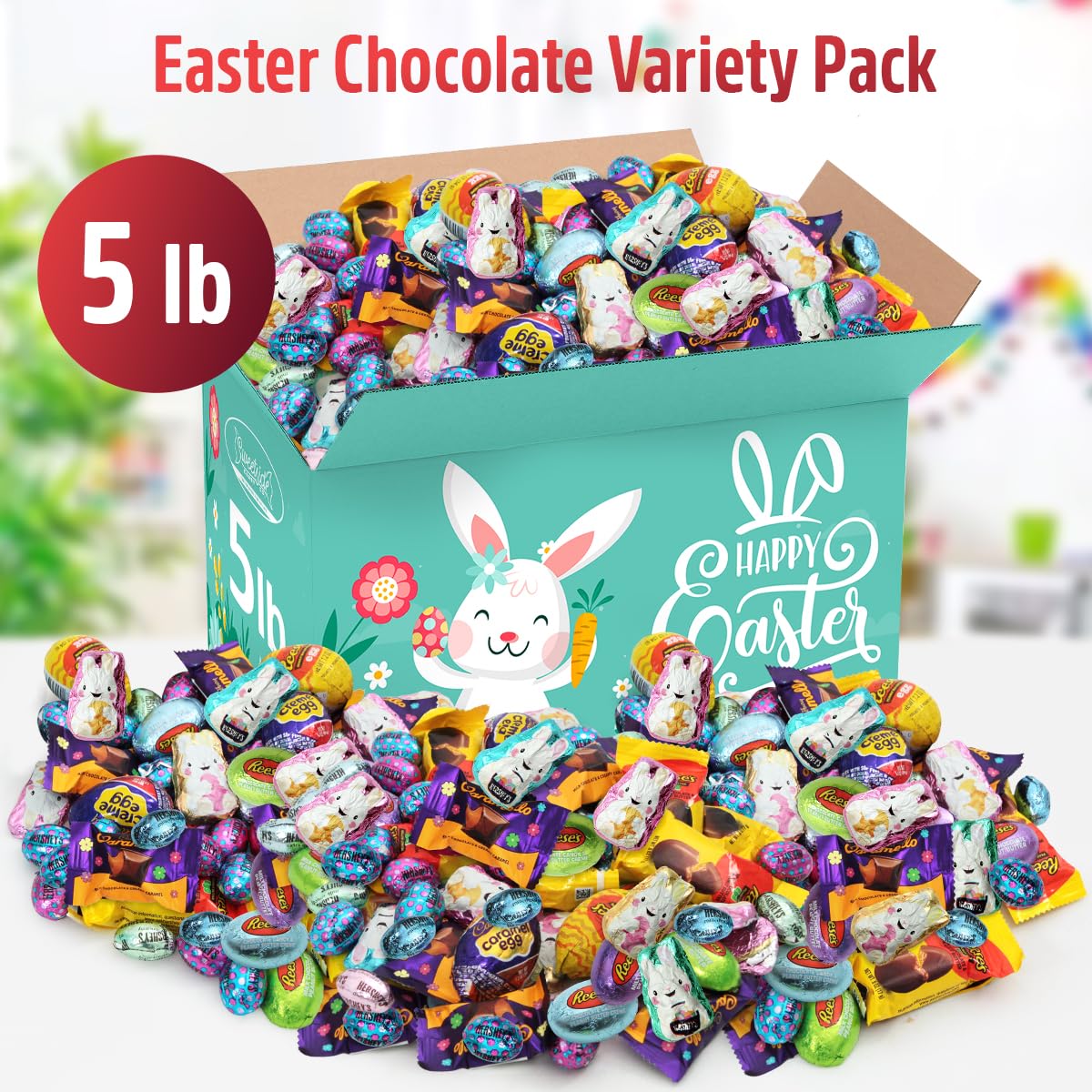 5lb Easter Chocolate Variety Pack - Bulk Individually Wrapped Pastel Candy for Egg Hunts, Basket Stuffers & Easter Celebrations | Perfect for Party Favors, Classroom Treats & Holiday Gifting