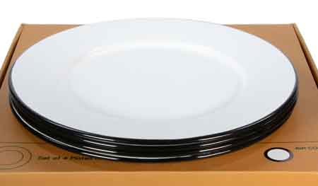 Premium Black Rim Dinner Plates Set of 4 - Elegant Stoneware for Fine Dining, Restaurants & Home Entertaining