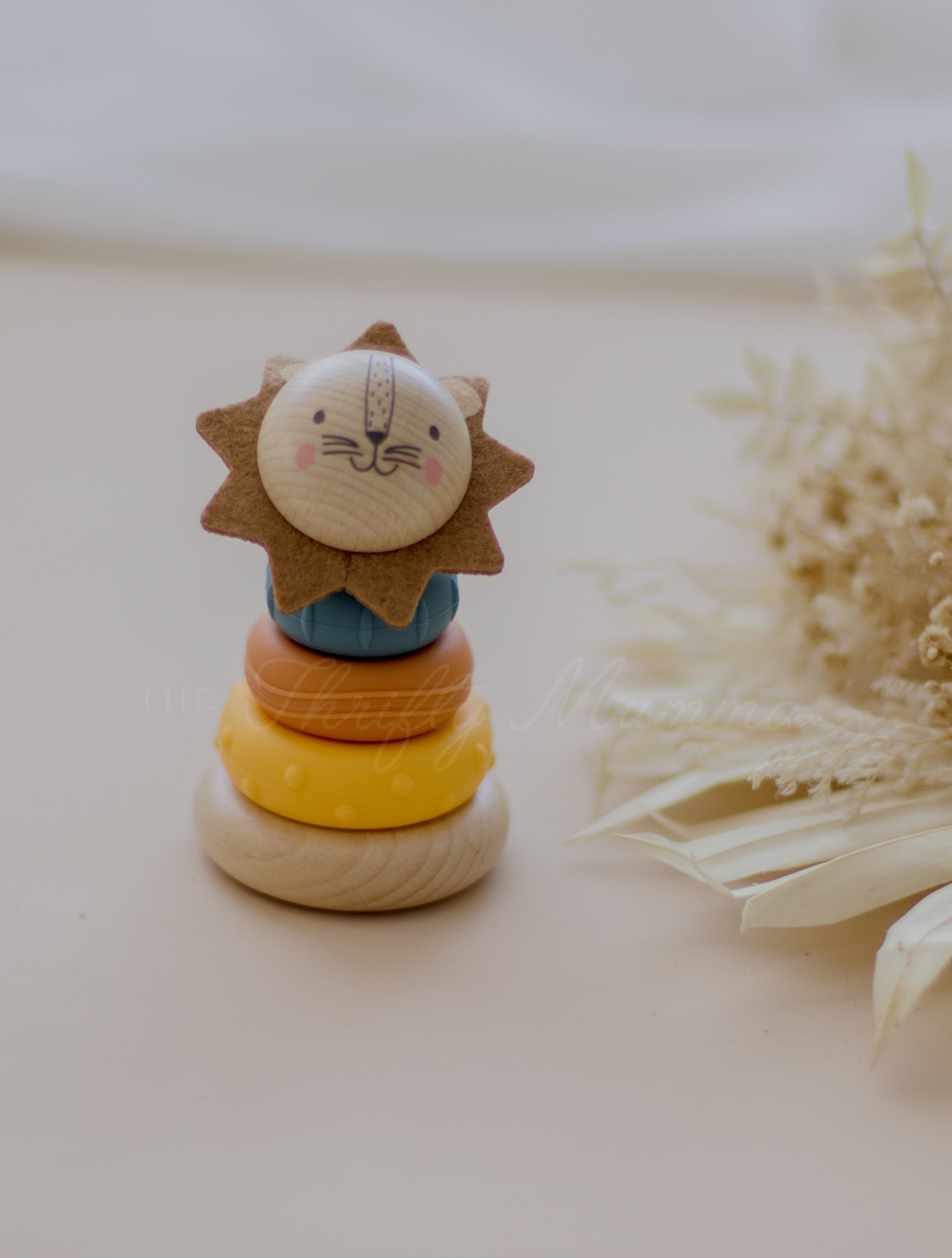 Eco-Friendly Wooden Ring Stacking Toy for Toddlers - Lion Design | Montessori Learning & Early Childhood Development | Perfect for Birthday Gifts & Playtime Activities