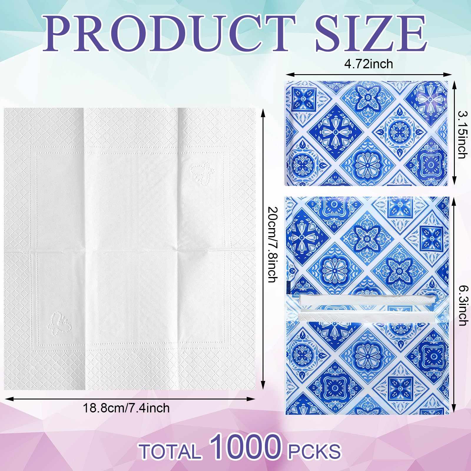 **PerKoop 100 Pack Pocket Tissues - Travel Slim Packs, Small Facial Tissues, Wallet Size Toilet Paper for Travel, Guest, Wedding Supplies - 4 Styles (Geometric Flower) | Perfect for On-the-Go, Parties & Everyday Use**