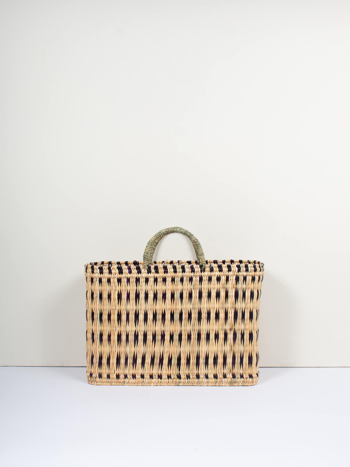 Handwoven Natural Reed Storage Basket - Eco-Friendly Indigo Dyed for Home Organization | Perfect for Laundry, Toys, and Blankets