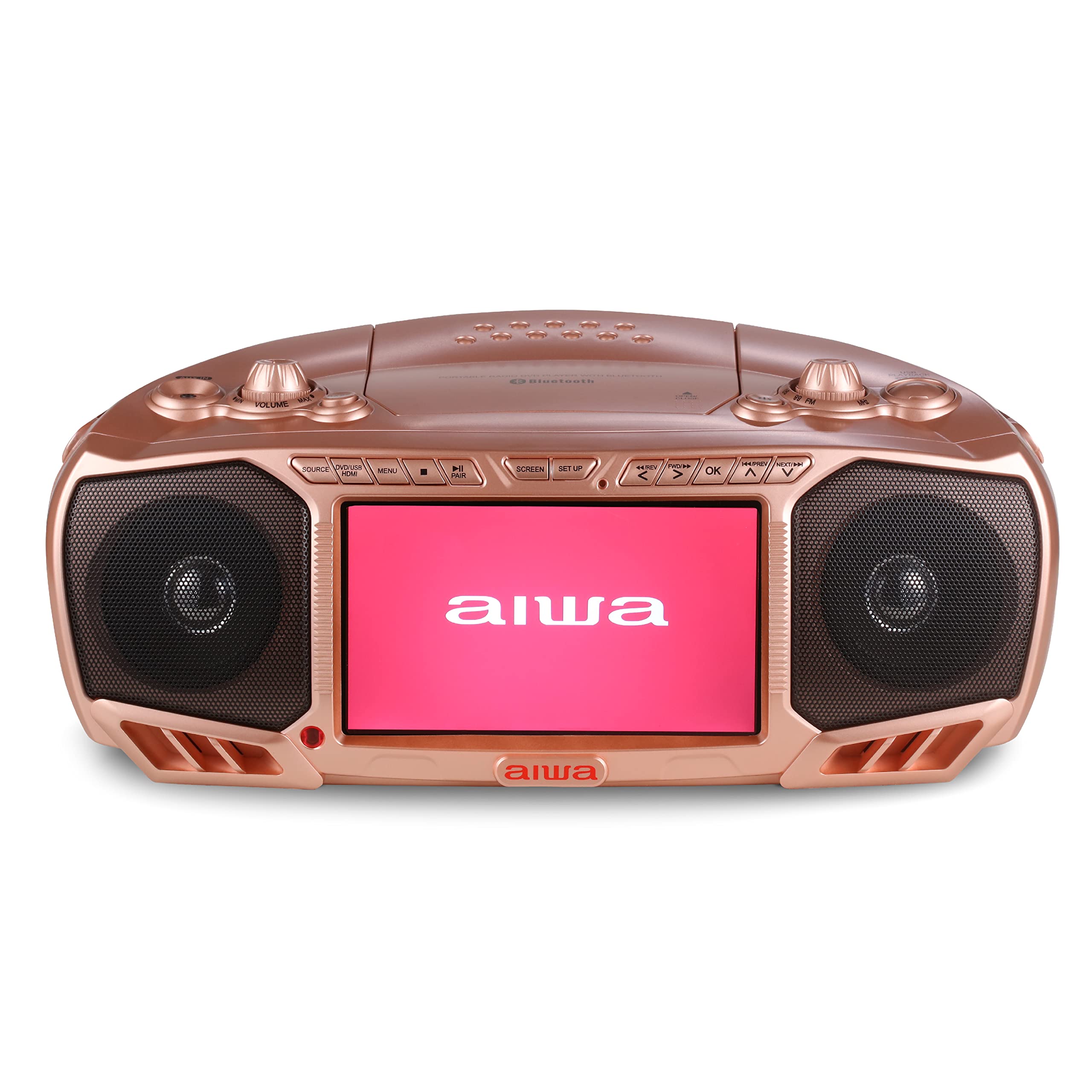 Aiwa Portable Boombox with Bluetooth - 3W x 2 Speakers & Bass Boost - 7