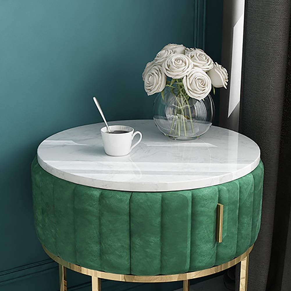 Modern Minimalist Small End Table - DANADESK Round Nightstand with Storage Organizer, Space-Saving Bedside Table for Bedroom (Green) - Perfect for Small Apartments, Dorms & Cozy Living Spaces