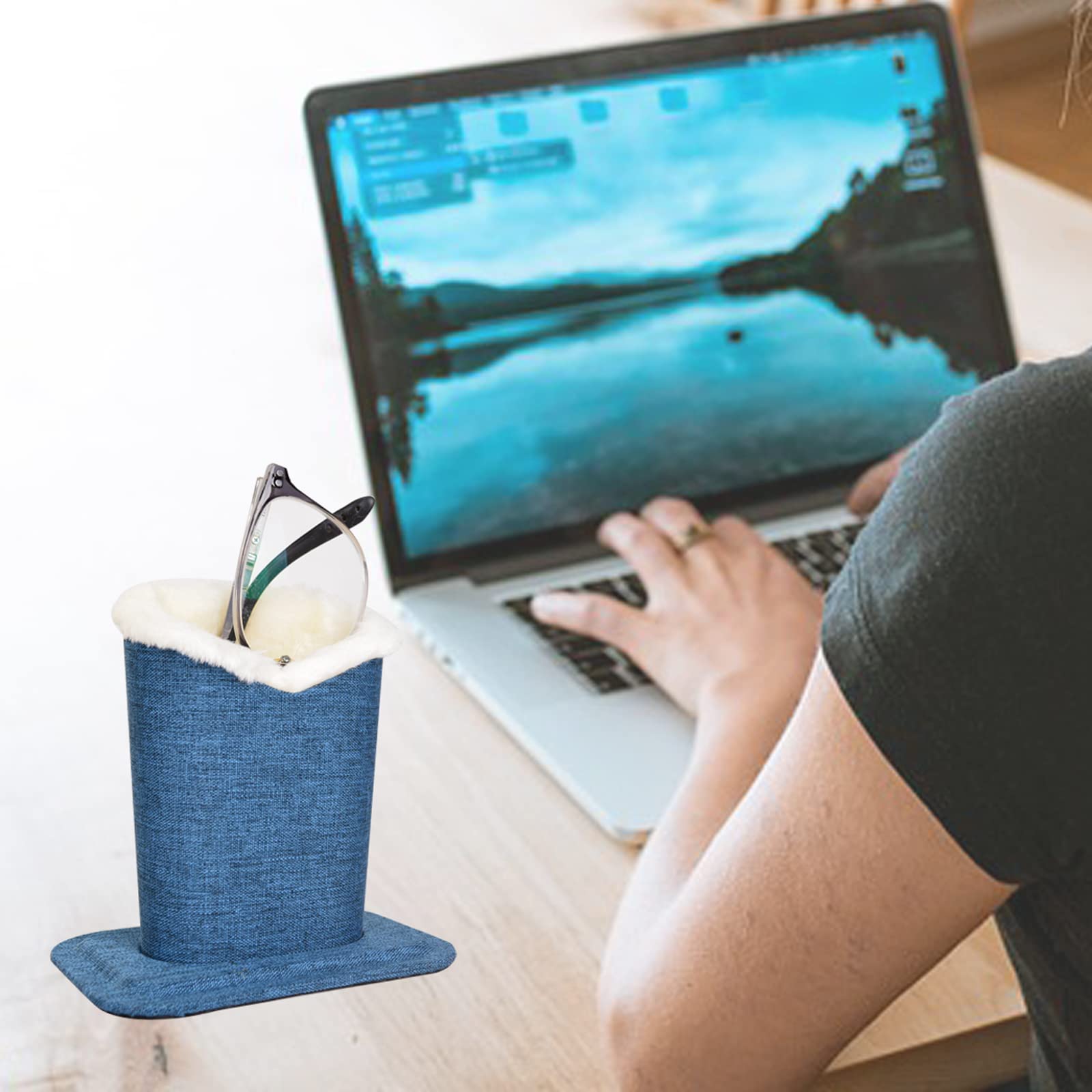 Baitaihem 2 Pack Plush Lined Eyeglass Holder Stand - Soft Protective Glasses Case for Desk & Nightstand - Perfect for Home, Office, and Travel Organization