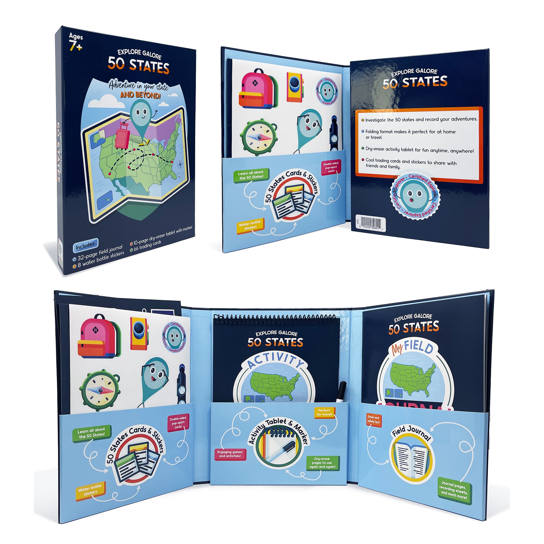 Carson Dellosa Explore Galore: 50 States Dry Erase Geography Kit - US Map Learning Activities for Kids, Classroom & Homeschool Social Studies - Perfect for State Capitals & Geography Lessons