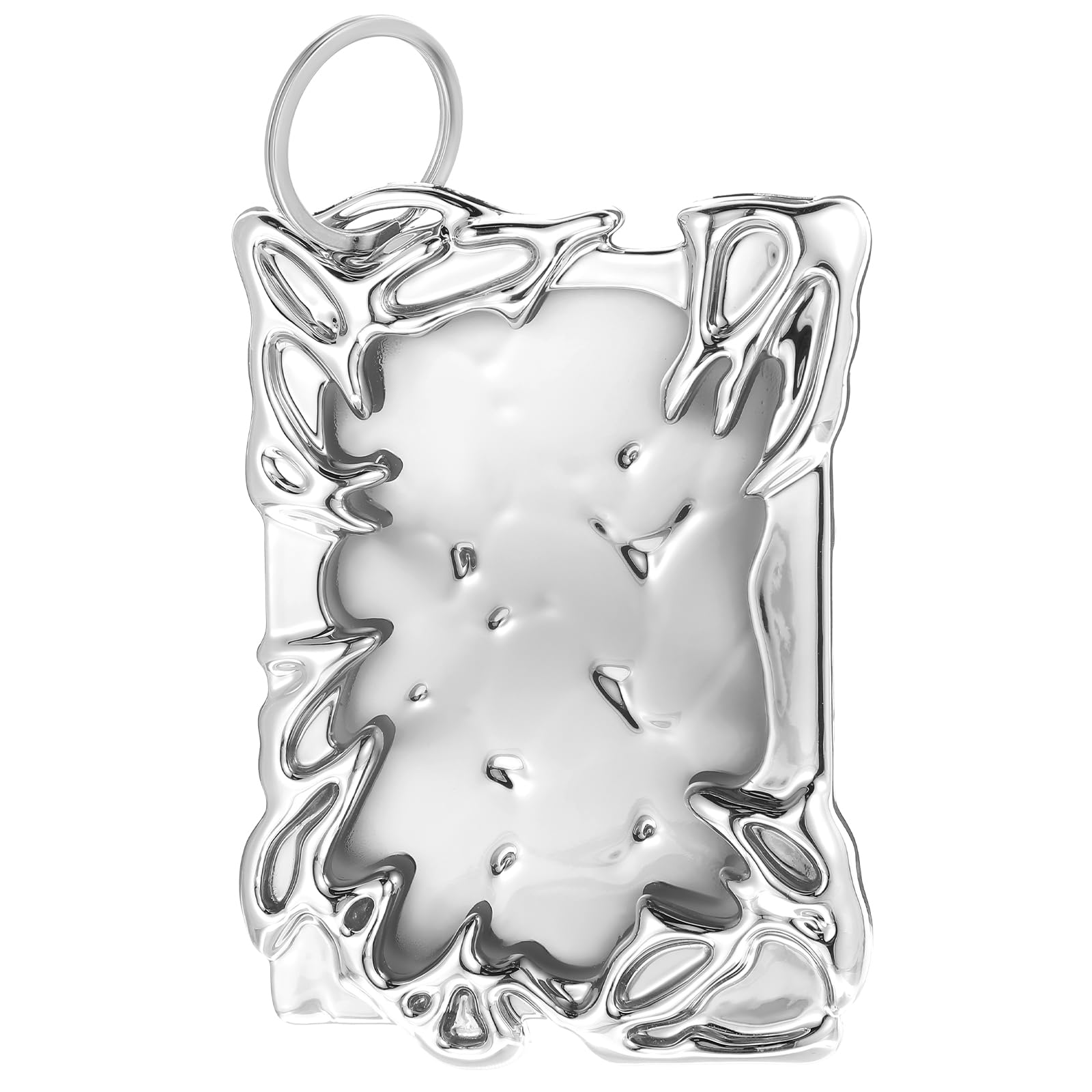 Electroplated Plastic Photocard Holder Keychain - Silver Plating Photo Display Frame for Kpop Collectibles, Student ID Cards & Office Supplies | Perfect for Tabletop Decor, Gift Giving & Organizing Stationery