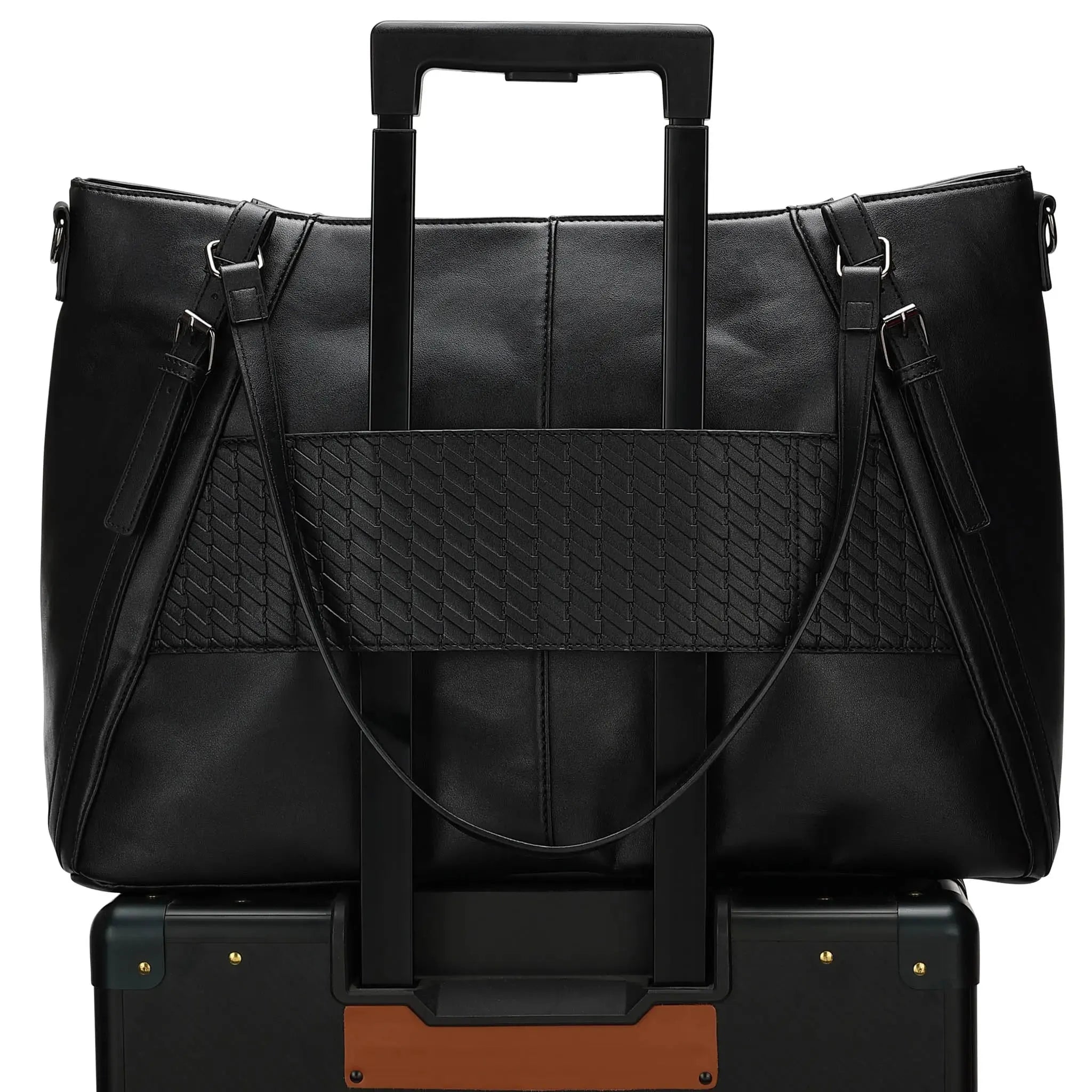 Leisure Luxe 33L Vegan Leather Weekender Tote Bag - Stylish Spacious Travel Duffel for Women & Men - Perfect for Weekend Getaways, Gym, Work & Overnight Trips
